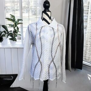 Komarov Crinkle Artsy Sz XL Button Down Front Tunic Top